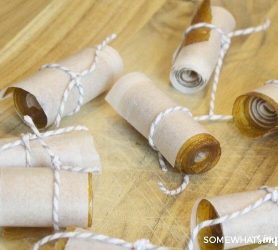 homemade fruit rolls ups on the counter
