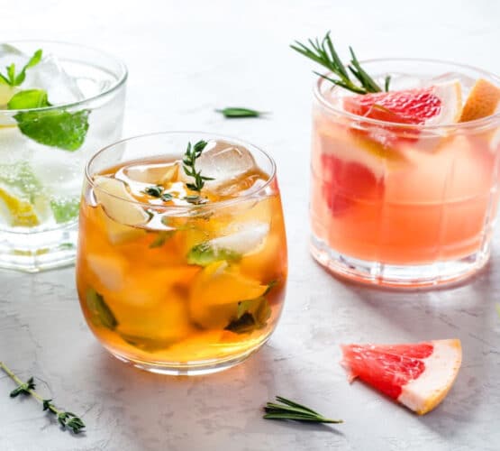 3 mocktails on a counter
