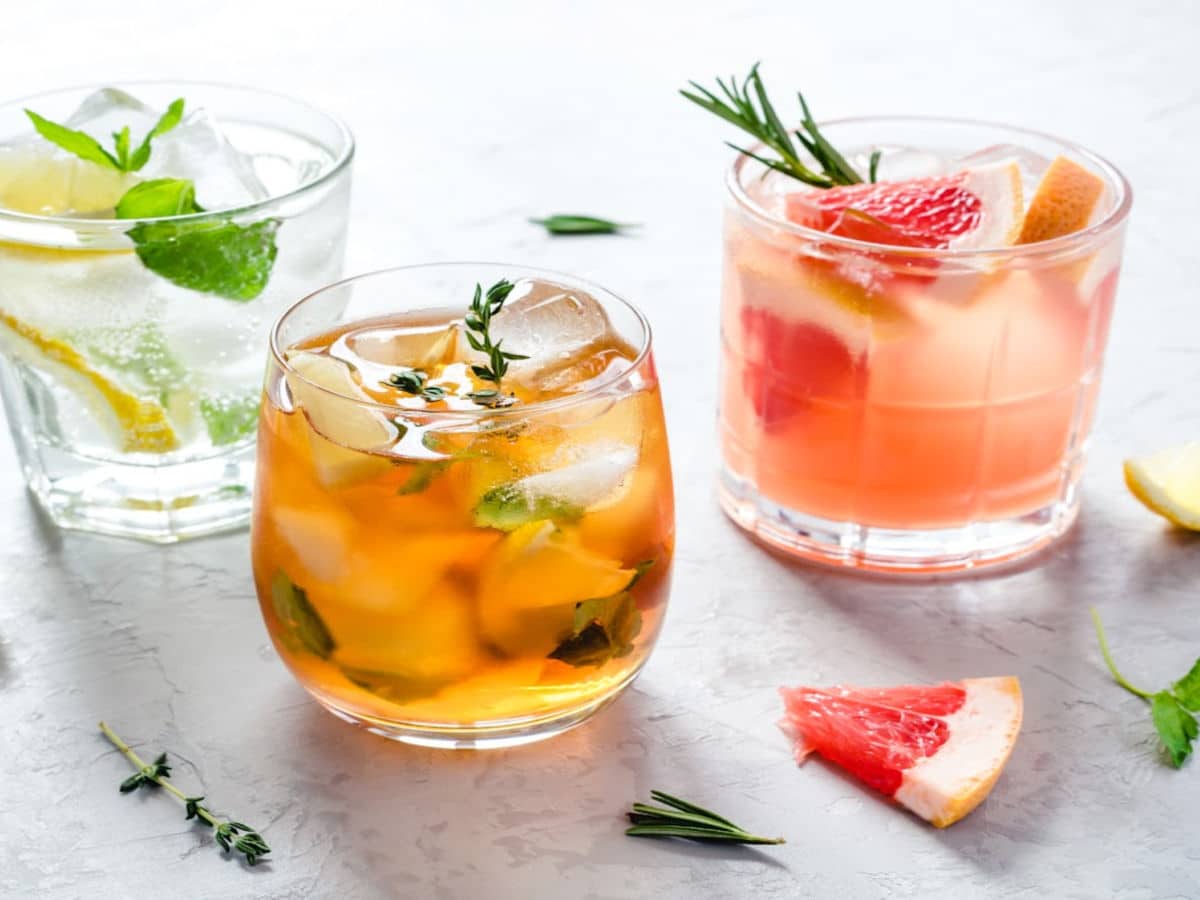 3 mocktails on a counter