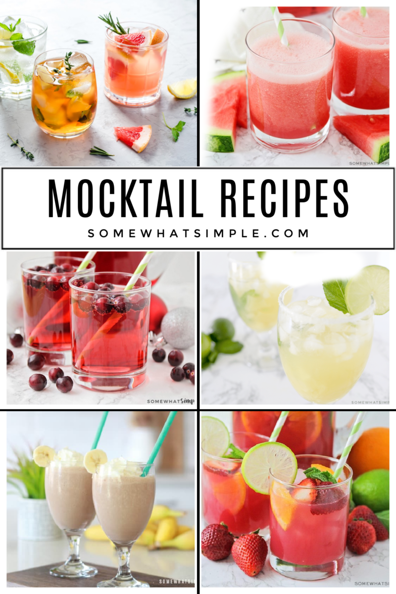 collage of 6 mocktail recipes