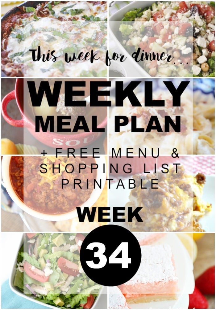 Weekly Meal Plan Week 34