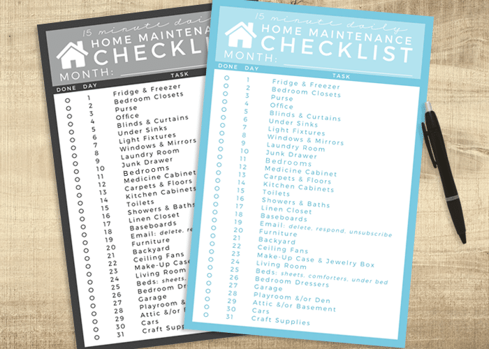 household maintenance checklist