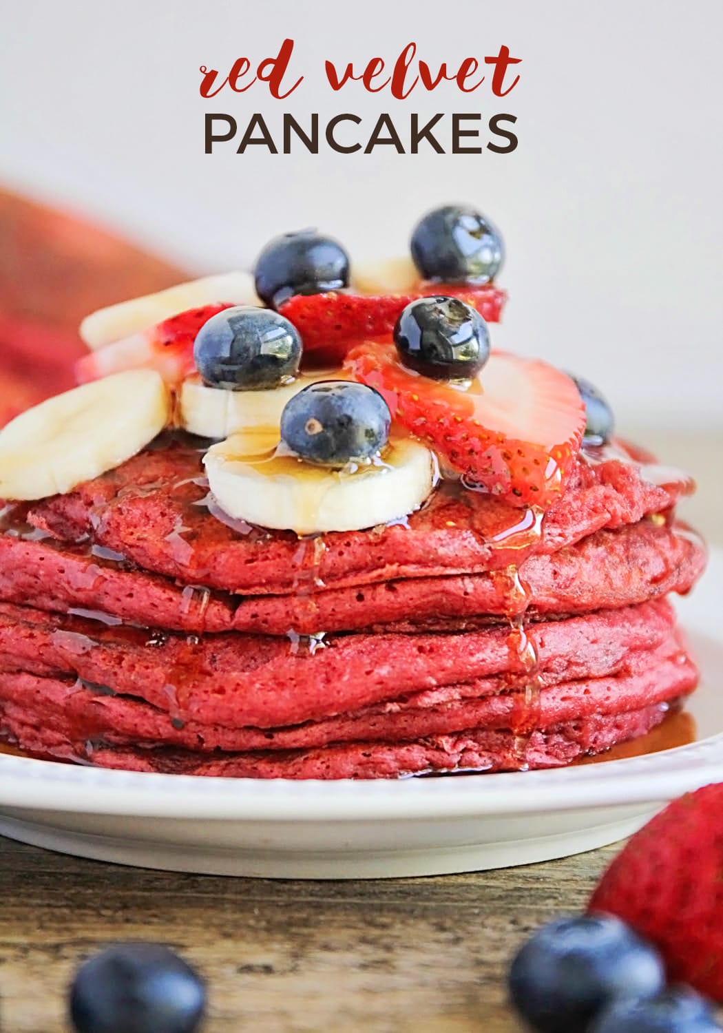 These Red Velvet Pancakes Are So Indulgent And Delicious!  If You're On The Hunt For A Show-Stopping Breakfast, Look No Further! These Red Velvet Pancakes Are As Beautiful As They Are Delicious, And Perfect For Any Special Occasion Breakfast. #breakfastrecipe #redvelvetpancakesrecipe #easyrecipe #valentinesday via @somewhatsimple