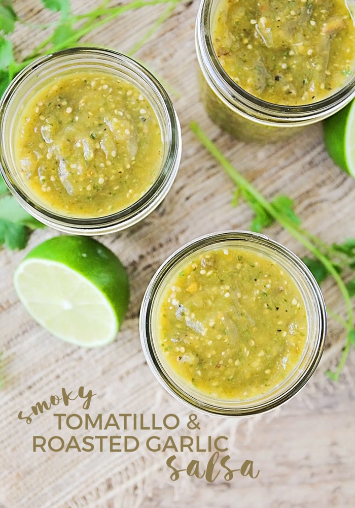 A homemade tomatillo salsa is the perfect accompaniment for your summer grilling recipes. Made with roasted vegetables, it's savory, flavorful, and easy to make! #tomatillosalsa #easysalsarecipe #homemadetomatillosalsa #roastedtomatillosalsa #tomatillosalsaverde via @somewhatsimple