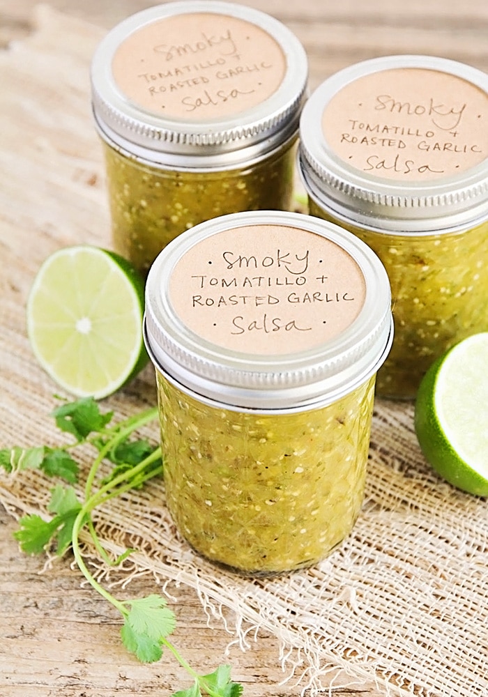 jars of roasted Tomatillo Salsa