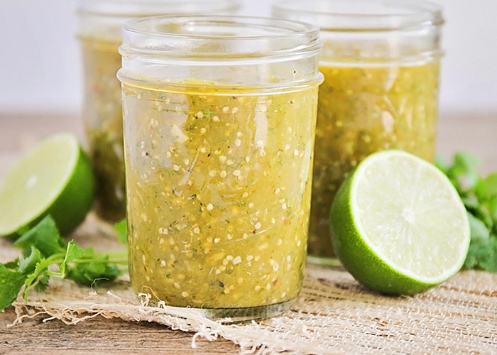 jars of Homemade Tomatillo Salsa