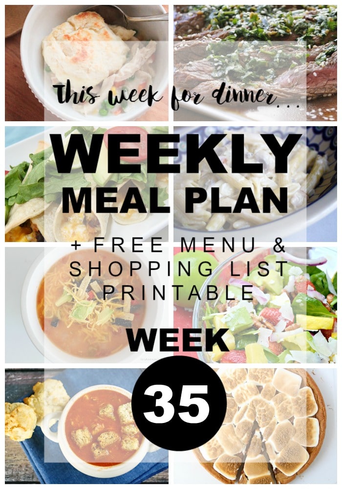 Weekly Menu Plan Week 35