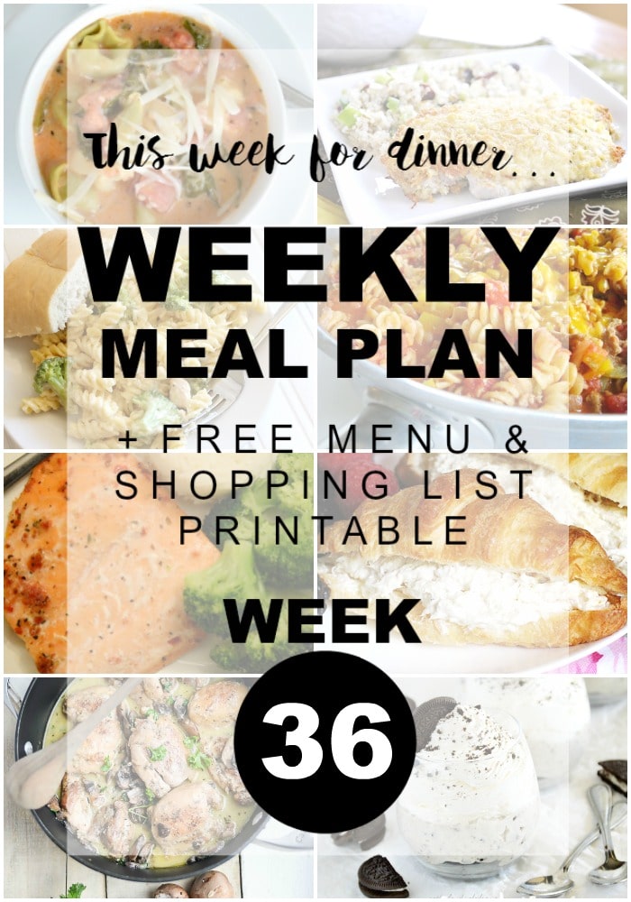 Weekly Menu Plan - Week 36