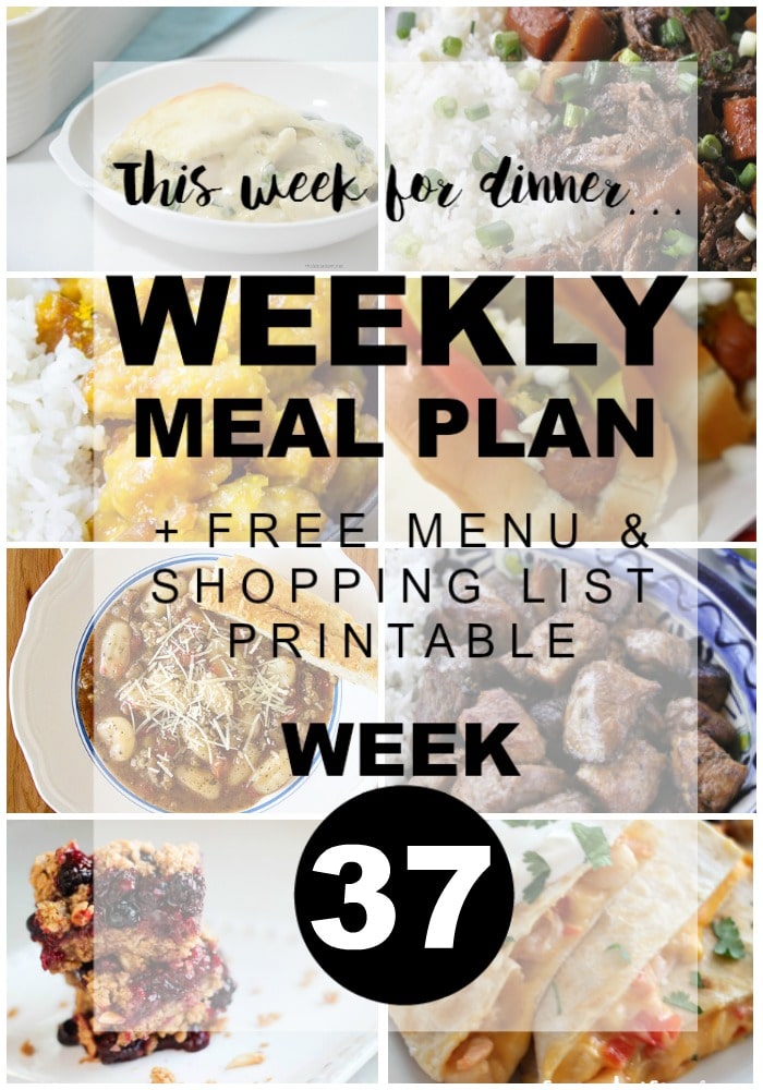 Weekly Menu Plan Week 37