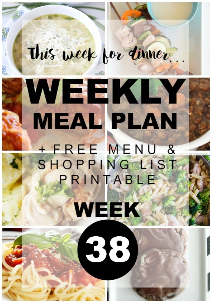 Weekly Menu Plan Week 38