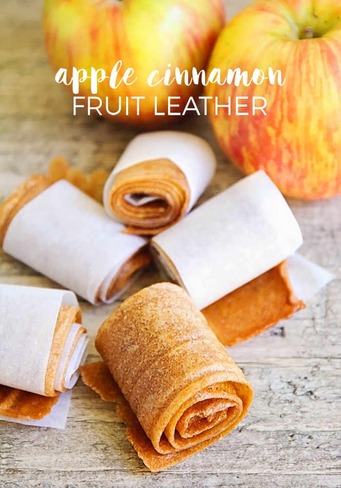 This apple cinnamon fruit leather is the perfect after school snack!  Made using just 4 ingredients, it's easy to make and healthy to eat. #fruitleather #howtomakefruitleather #applefruitleather #homemadefruitleather #howtomakefruitleather via @somewhatsimple