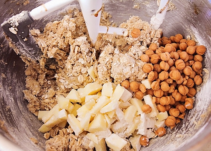 mixing Caramel Apple Cookie ingredients