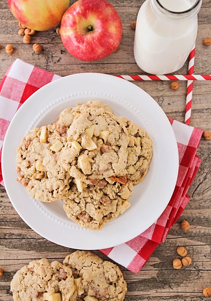 a plate of kraft Caramel Apple Cookies