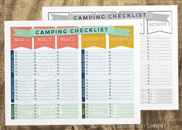 printable camping checklist