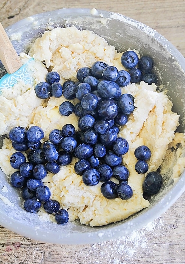 Scones batter with fresh blueberries