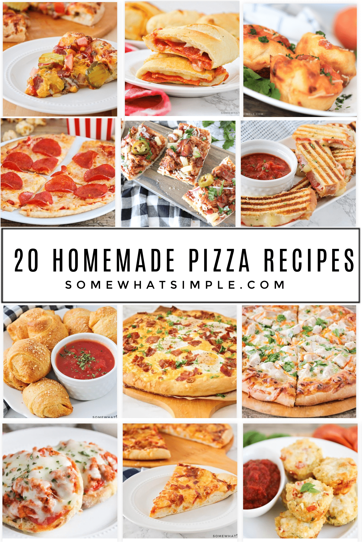 Switch up your weekly pizza night with 20 homemade pizza recipes that are fast, easy, and totally delicious! via @somewhatsimple