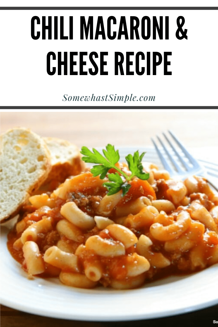 Chili mac is a delicious twist on a classic dinner recipe your family will love.  Made with just a few simple ingredients, and ready in just minutes, it's the perfect meal for a busy night. #chilimac #chilimacaroni #easychilimacrecipe #chilimacandcheese #chilimaccasserole via @somewhatsimple