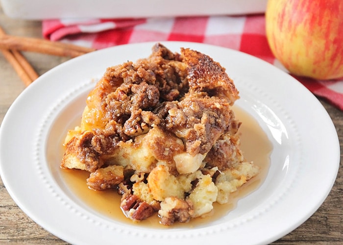 a plate of Apple Cinnamon French Toast Bake