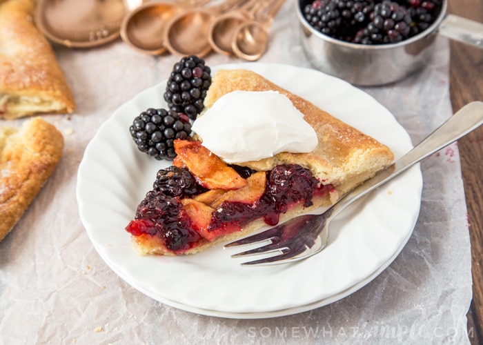 Juicy blackberries and tender apples are encased in a rich, buttery pastry to create this truly amazing Blackberry and Apple Galette. So good you won’t want to share!