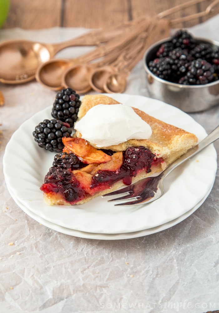 Juicy blackberries and tender apples are encased in a rich, buttery pastry to create this truly amazing Blackberry and Apple Galette. So good you won’t want to share!