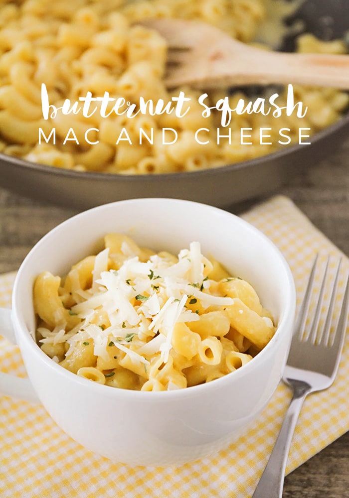 This creamy and cheesy butternut squash mac and cheese is the perfect hearty meal for a fall evening! via @somewhatsimple