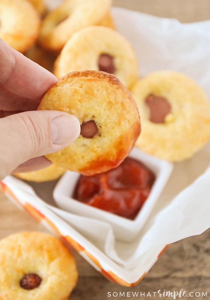 Corn Dog Muffins made with jiffy mix