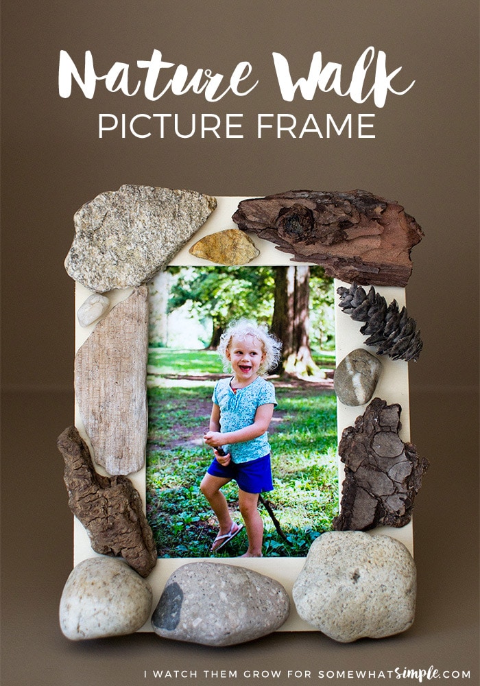 This nature walk picture frame is fun and simple to make, and it becomes a beautiful memory and piece of decor for your home! via @somewhatsimple