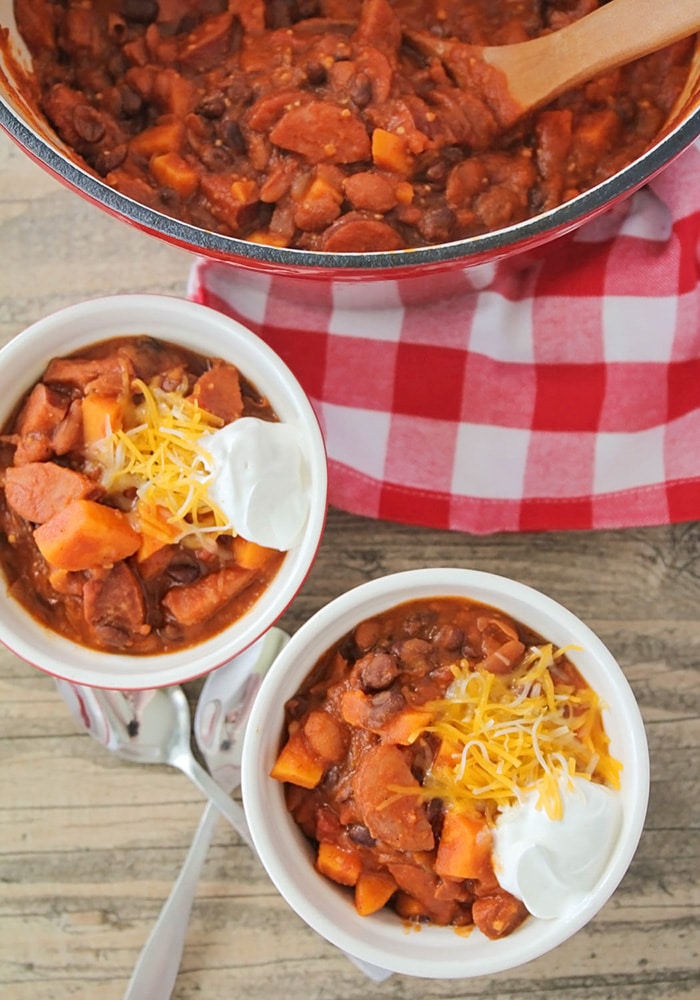 2 bowls of Sweet Potato Chili