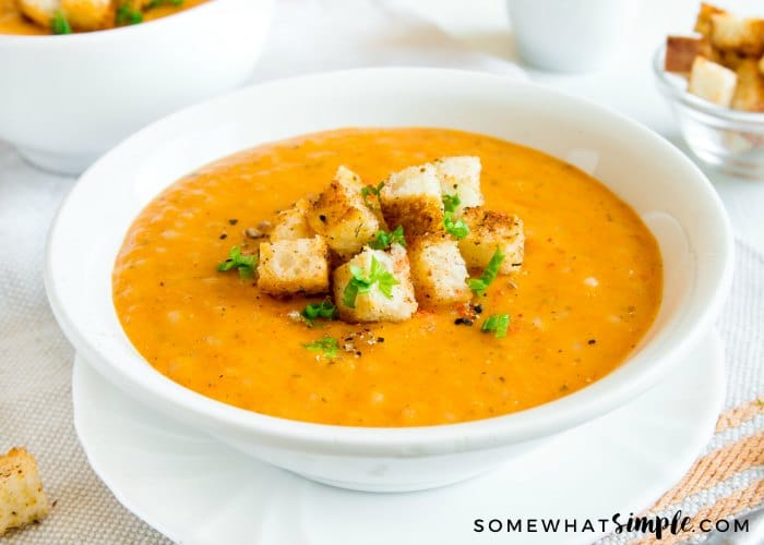 a bowl of Tomato and Basil Soup