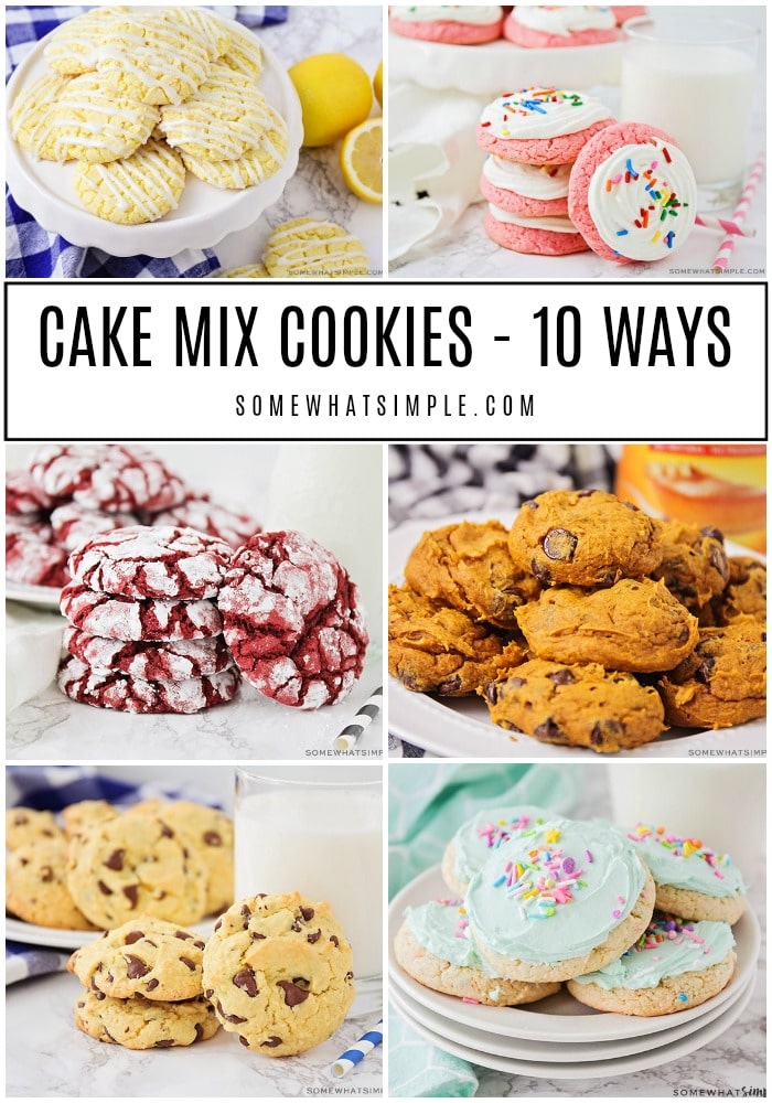 Cake mix cookies are soft, delicious and so easy to make! Made with only 3 ingredients, these cake cookies are easy to customize using your favorite cake flavor and special mix-in's. We'll show you 10 of our favorite recipes! #cakemixcookierecipes #chocolatecakemixcookies #lemoncakemixcookies #strawberycakemixcookies #whitecakemixcookierecipe #redvelvetcakemixcookies via @somewhatsimple