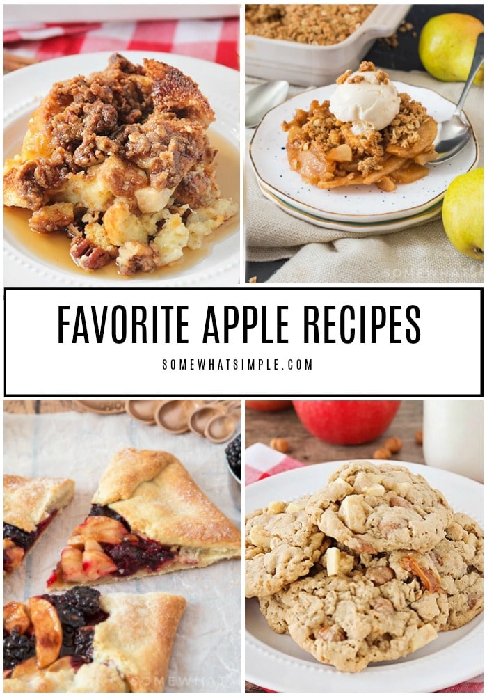 'Tis the season for apple recipes! Here is a list of 25 very favorite homemade apple recipes for you to enjoy this fall. #apples #applerecipes #applepie #applecrisp via @somewhatsimple