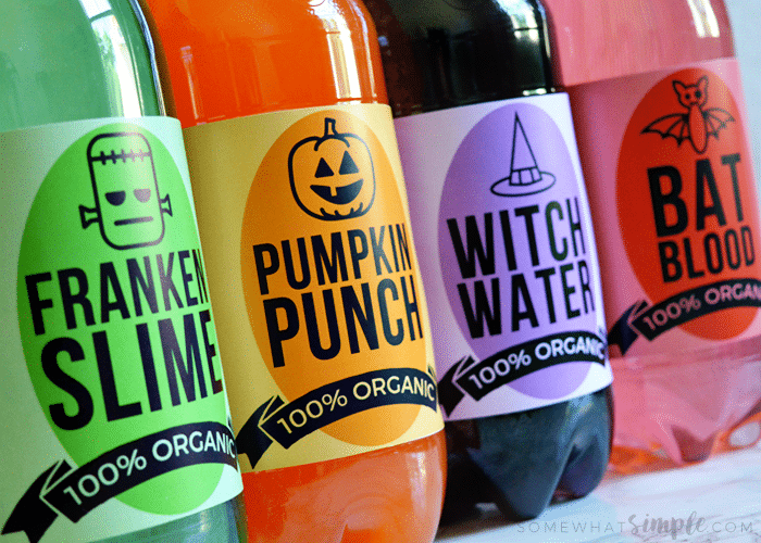 halloween soda labels printable from somewhat simple