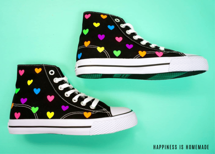 shoes with vinyl hearts