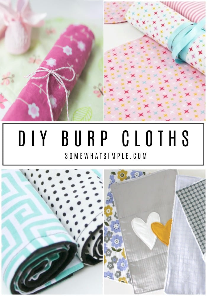 Making your own spit-up rag has never been easier... or cuter! Here are 5 DIY Burp Cloths that are perfectly simple and absolutely darling! #burp #DIY #baby #shower #gift via @somewhatsimple