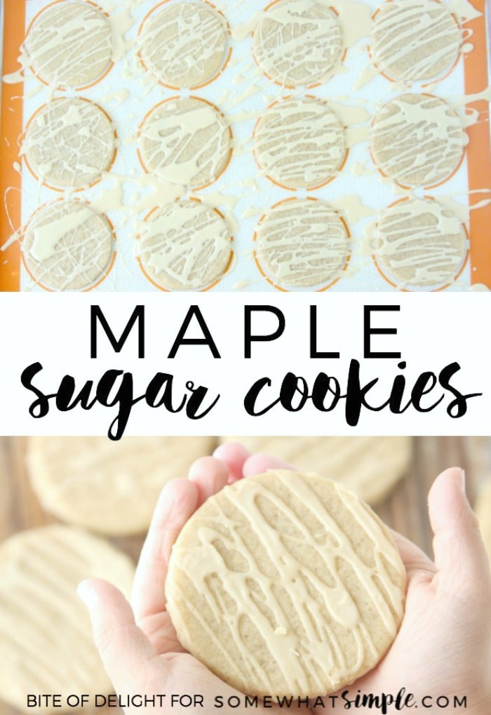 Maple sugar cookies are the perfect fall cookie recipe! A light drizzle of maple glaze is the perfect finish for these simple, delicious cookies! If you're looking for a unique and delicious cookie recipe, you're going to love these! via @somewhatsimple