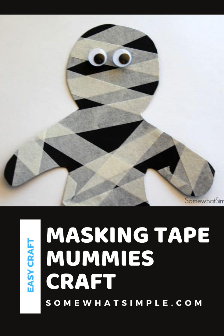 Making a mummy doesn’t have to be scary! With some masking tape, googly eyes, and our free printables, you can create a fun and simple mummy craft for Halloween. via @somewhatsimple