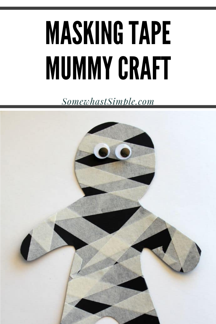 Making a mummy doesn’t have to be scary! With some masking tape, googly eyes, and our free printables, you can create a fun and simple mummy craft for Halloween. via @somewhatsimple