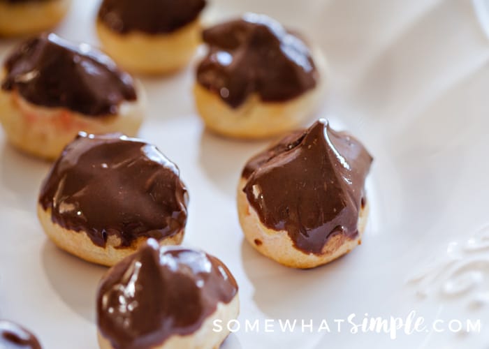 Cream Puffs are an impressive, yet easy dessert. Perfect for weddings, baby showers, and bridal showers. Fill with chocolate, vanilla, or strawberry cream.