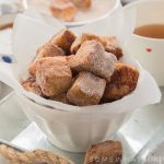 Crisp and sweet French Toast Bites rolled in Apple spice sugar and dunked in apple pie sauce! The perfect Fall treat!