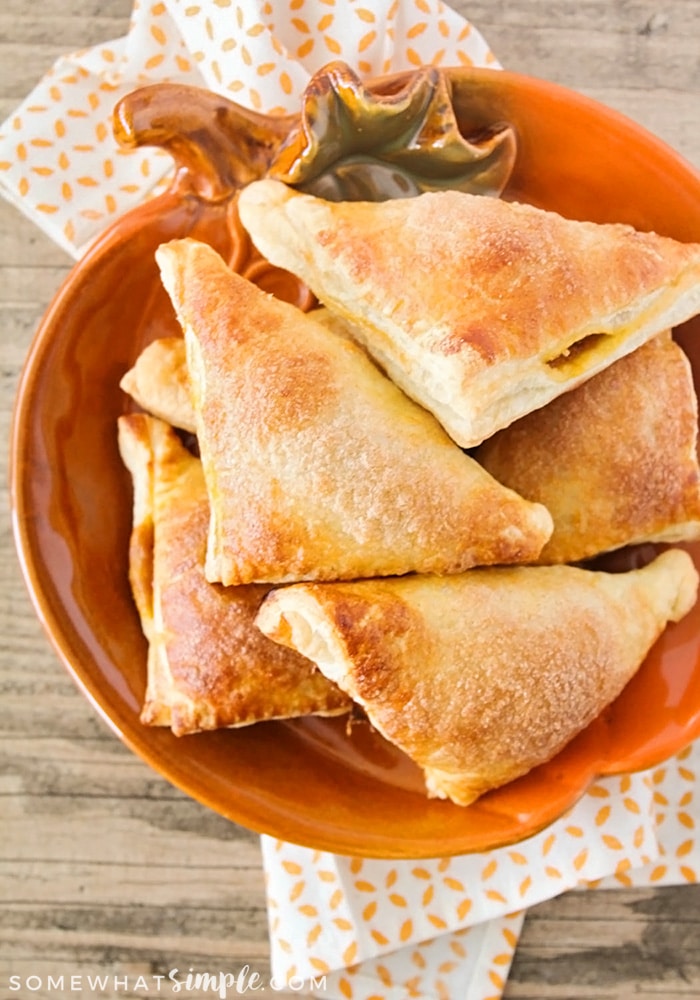 a bowl of pumpkin turnovers