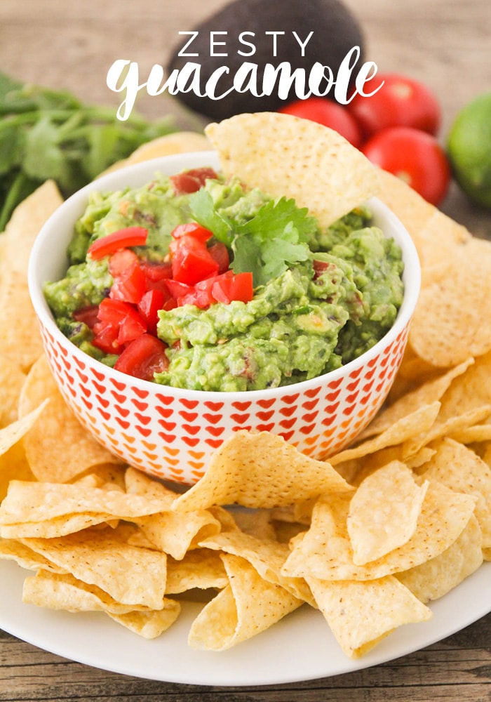 This delicious and zesty guacamole is made with fresh ingredients and takes just a few minutes to make. Perfect for a Mole Day party or just a little late night snacking! #zestyguacamolerecipe #moledayfoodidea #moledaypartyfood #easymoledayfoodidea #moledayguacamole via @somewhatsimple