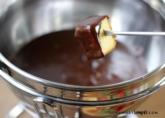 Dipping in Chocolate Caramel Fondue 