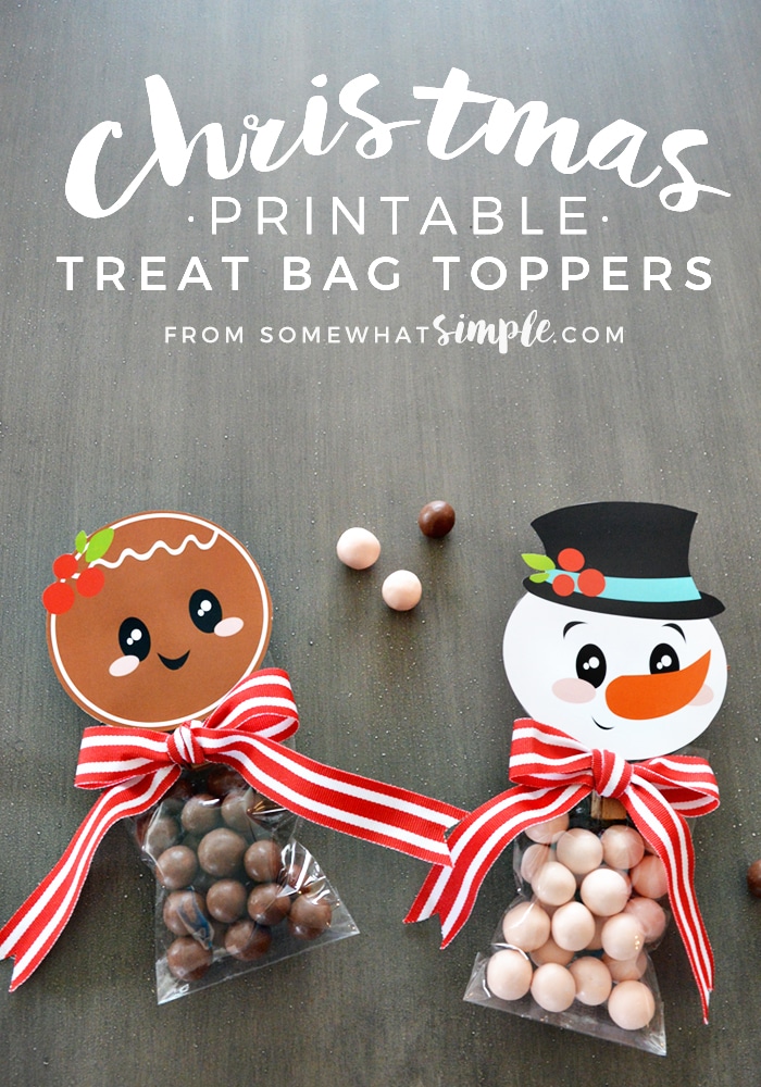 Holidays: Christmas Printables Treat Bag Toppers - these are too cute to make for the holidays! From Somewhat Simple via www.thirtyhandmadedays.com