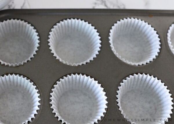cupcake liners in a cupcake pan
