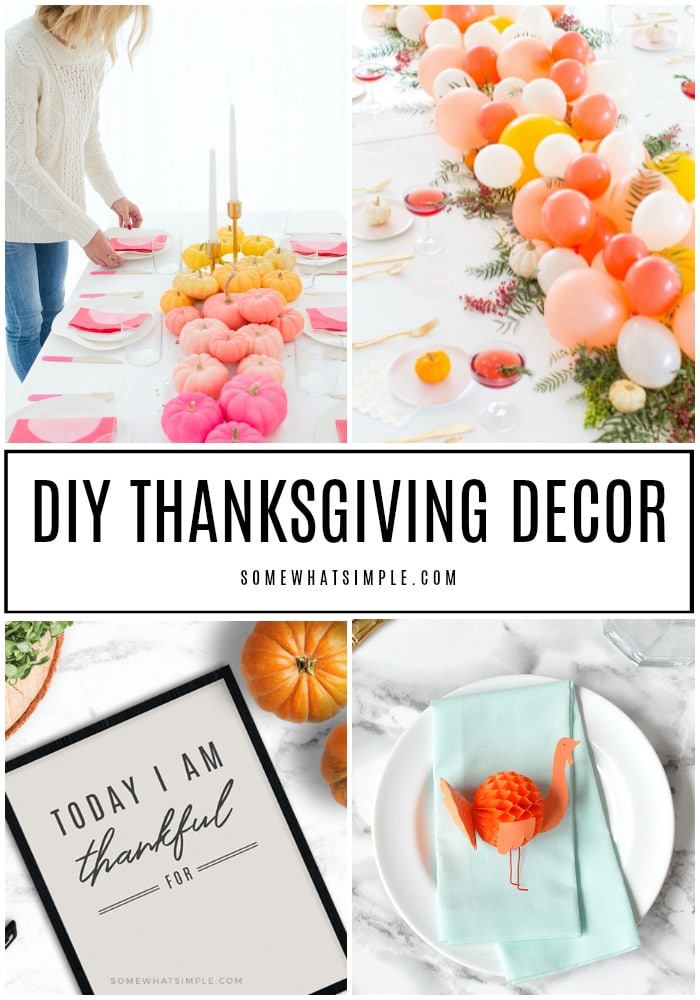 Warm up your home this holiday season with some fun DIY Thanksgiving Decorations. From decorating your table, to ideas for the outside and inside of your house. Here are 10 favorite ideas to help get you started! via @somewhatsimple