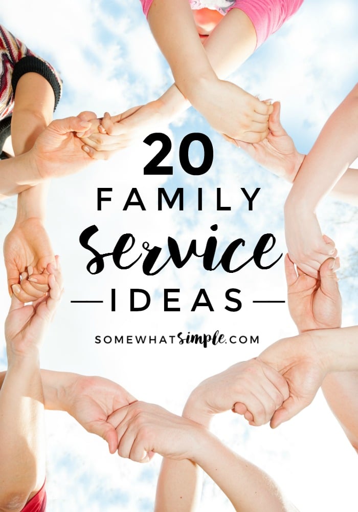 Family Activities - 20 family service ideas to help get your whole family involved in meaningful community service. via @somewhatsimple