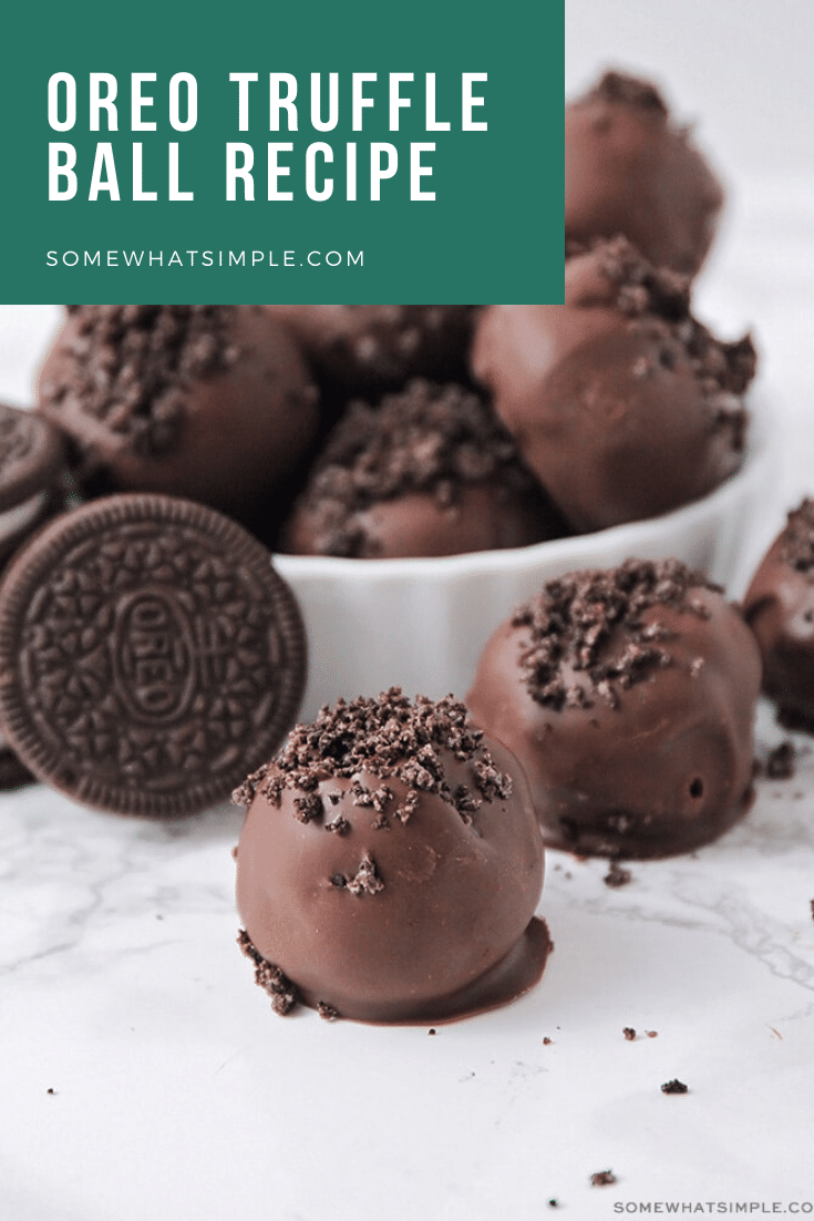 Oreo Cookie Truffles are an easy dessert that are made with the amazing combo of Oreo cookies and cream cheese. You only need 3 ingredients, so they're really easy to make and can be prepared in about 5 mins! These Oreo cookie balls are no bake and no fuss. I promise, you're going to love these! via @somewhatsimple