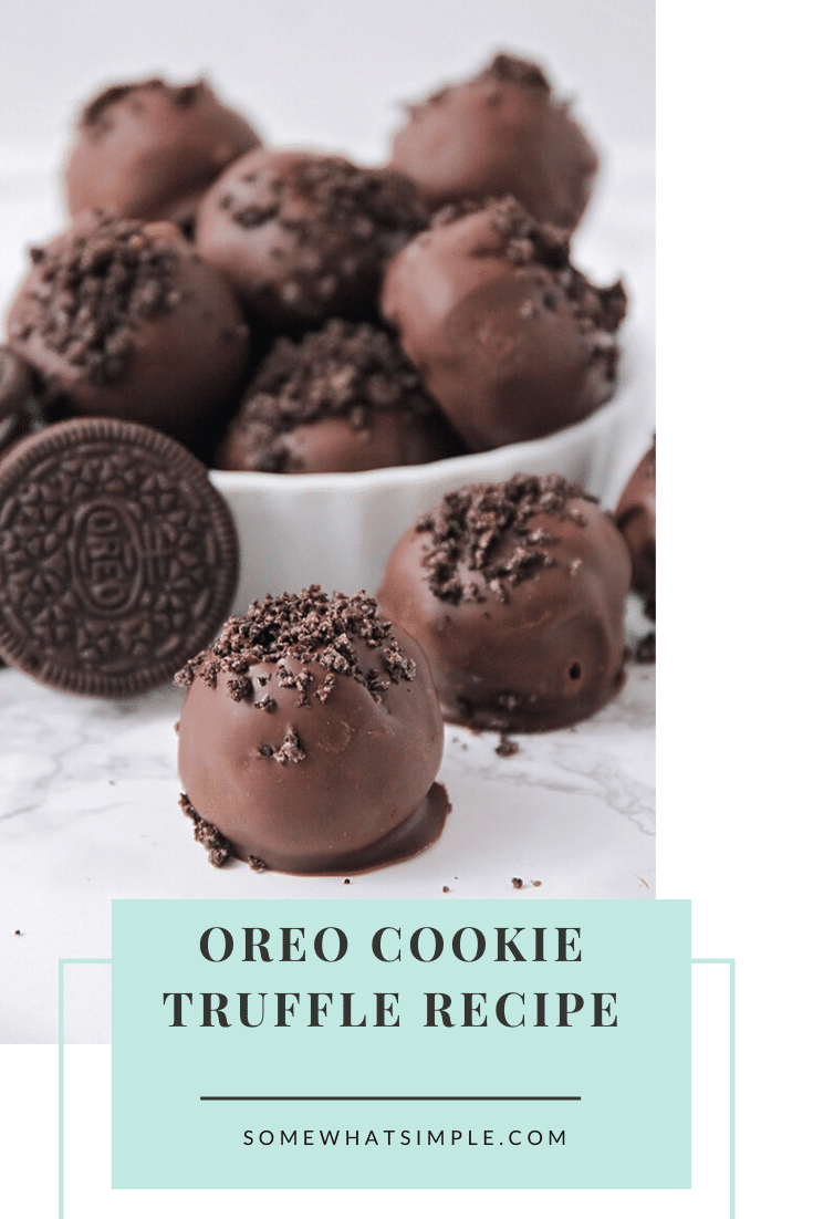 Oreo Cookie Truffles are an easy dessert that are made with the amazing combo of Oreo cookies and cream cheese. You only need 3 ingredients, so they're really easy to make and can be prepared in about 5 mins! These Oreo cookie balls are no bake and no fuss. I promise, you're going to love these! via @somewhatsimple