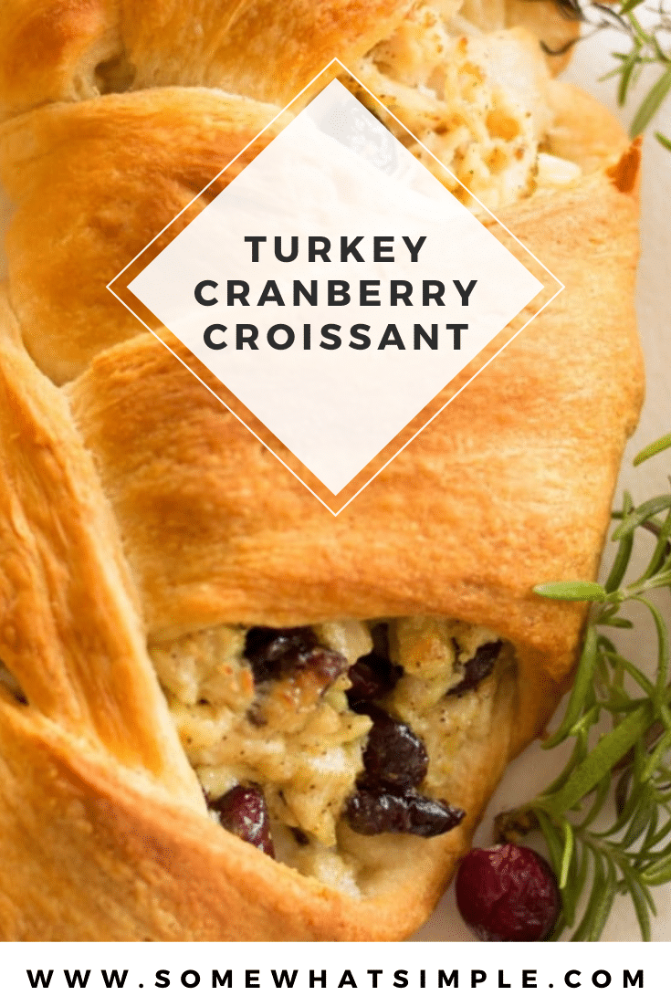 These turkey cranberry croissant wreaths are a festive and delicious way to enjoy the Thanksgiving season. They're made with turkey, fresh cranberries and other delicious ingredients all wrapped up in a warm croissant wreath. This is a perfect recipe for any turkey leftover from Thanksgiving dinner. via @somewhatsimple