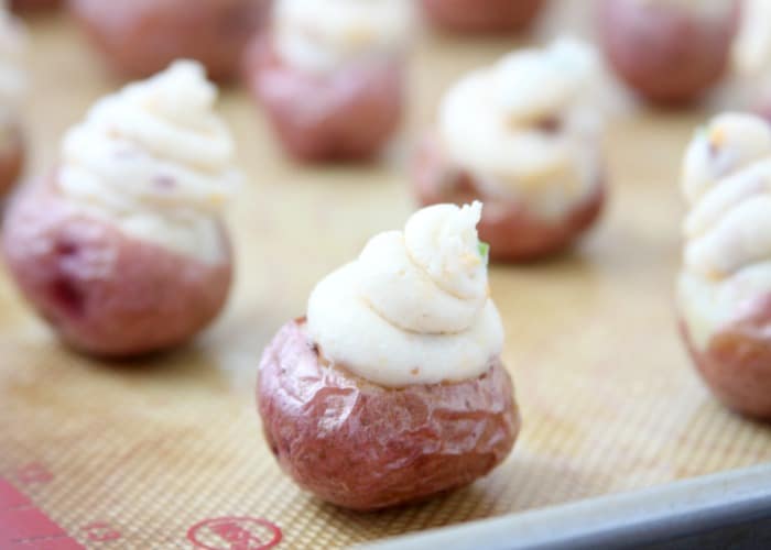 Twice Baked Potato Bites on a tray before going into the oven